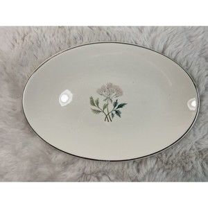 VTG lifetime china co semi Vitreous Flora oval plate Gold‎ Trim 8.5”
